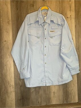Hook & Tackle Fishing Shirt Men's Large Button Up Long Sleeve